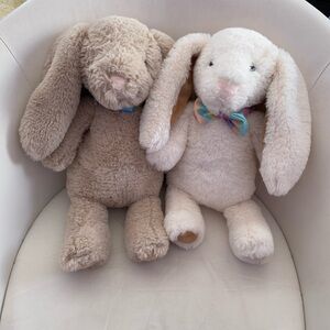 Beige and White Small Pet Bunny Toy Plush Set